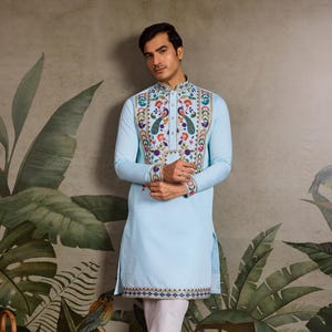 Ensemble pyjama indien Kurta pour homme – Prêt-à-porter traditionnel de mariage et tenue de cérémonie