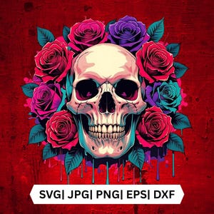Floral Skull clipart bundle, Skull png designs, Floral clipart, Flowers, Moth graphics, Transparent background, Commercial use