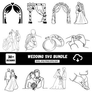 Wedding Heart Svg, Wedding Svg, Bride and Groom Svg,Celebration Wedding,Silhouette Bundle,Wedding Couple SVG,Clipart CutFiles Cricut,Png,Dxf