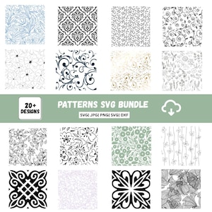 Flower Seamless Pattern SVG Bundle | Cut Files for Cricut and Silhouette - Includes png, dxf, eps, svg Formats, Seamless Floral Vector
