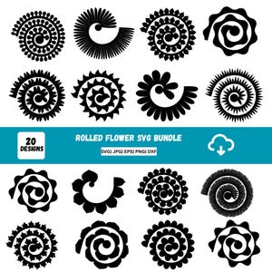 Rolled Flower Svg, Rolled Flower Template, Paper Flower, 3d Flower Svg, Rolled Paper, Cricut Flower Svg, Wedding Flower Svg,Digital Download