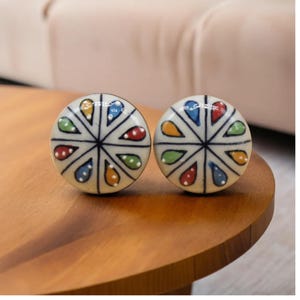 Hand-Painted Ceramic Knobs – Drawer Pulls, Cabinet Handles, Kitchen & Cupboard Knobs – Decorative Vintage-Style Hardware