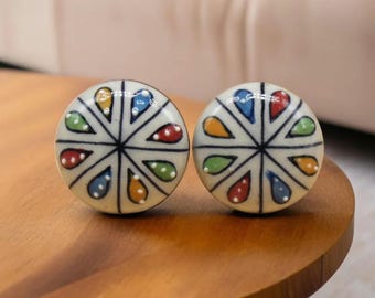 Handgeschilderde keramische knoppen – ladegrepen, kastgrepen, keuken- en kastknoppen – decoratieve vintage hardware