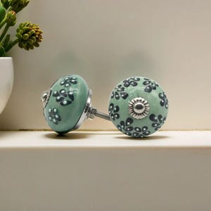 Vintage Style Green Ceramic Drawer Knob  Single Cabinet/Door Pull – Rustic Boho Home Decor