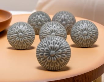 Hand Painted Ceramic Knobs | Kitchen Cabinet Drawer Pulls | Cupboard Door Knobs | Vintage Dresser Handles