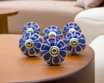 Tiradores de cerámica para cajones / Pomos de armario pintados a mano / Manijas para puertas de armario / Herrajes para muebles / Decoración bohemia