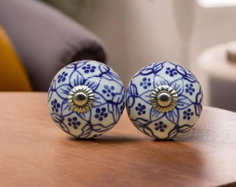 Boutons en céramique peints à la main/poignées de tiroir/poignées de porte d'armoire pour placards de cuisine