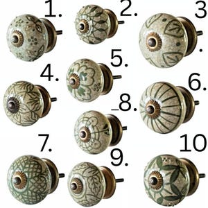 Vintage Green Ceramic Drawer Knobs  Styles | Decorative Cabinet Handles | Boho Chic Door Pulls