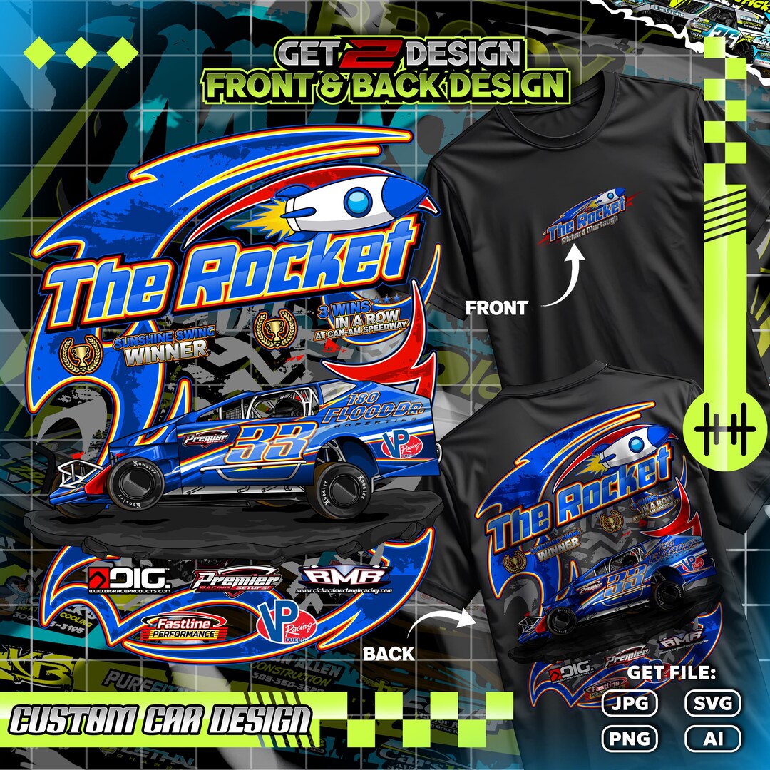 Customizable Racing Shirts Custom Racing Car T-shirt Design: Personalized Vector Illustration - Etsy