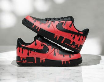 black and red custom air forces
