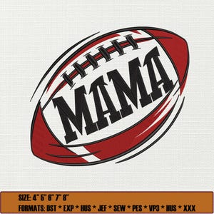 Football Mama Embroidery, American Football Mom Embroidery, Game Day Machine Embroidery, Touchdown Embroidery Pattern, Sport Mama DST PES