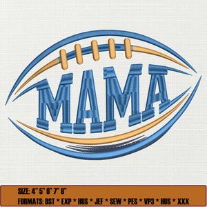Football Mama Embroidery Design, American Football Mom Embroidery Pattern, Game Day Touchdown Machine Embroidery, Sport Mom PES DST File
