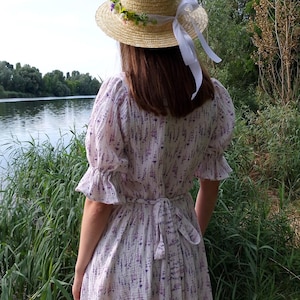 Midi Romantic Dress with Puff Sleeves & Pockets –  Cottagecore Style Summer Dress