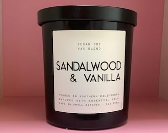 LEOBEN CANDLES | Sandalwood Vanilla Scented Soy Candle: 40 Hour Aromatherapy