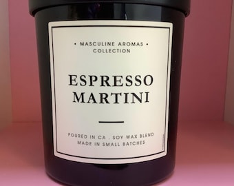 LEOBEN CANDLES | Espresso Martini Scented Soy Candle: Vegan Essential Oils, 40 Hour Burn