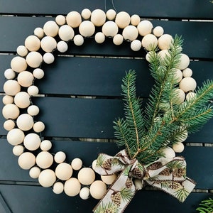 Solid, round, wood bead wreath image 5