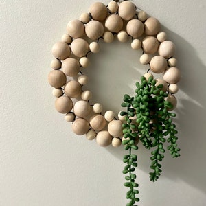 Solid, round, wood bead wreath image 10