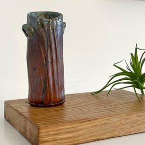 Wabi-Sabi Bud Vase | Earthy Stoneware Pottery, Organic Tree Bark Texture, Nordic Minimalist Decor