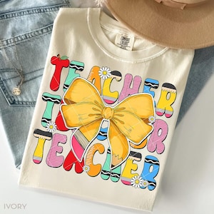 Pencil Coquette Bow PNG, Teacher Coquette Bow, Coquette bow png, Back to school, teacher appreciation, teacher shirt png, Coquette Pencil