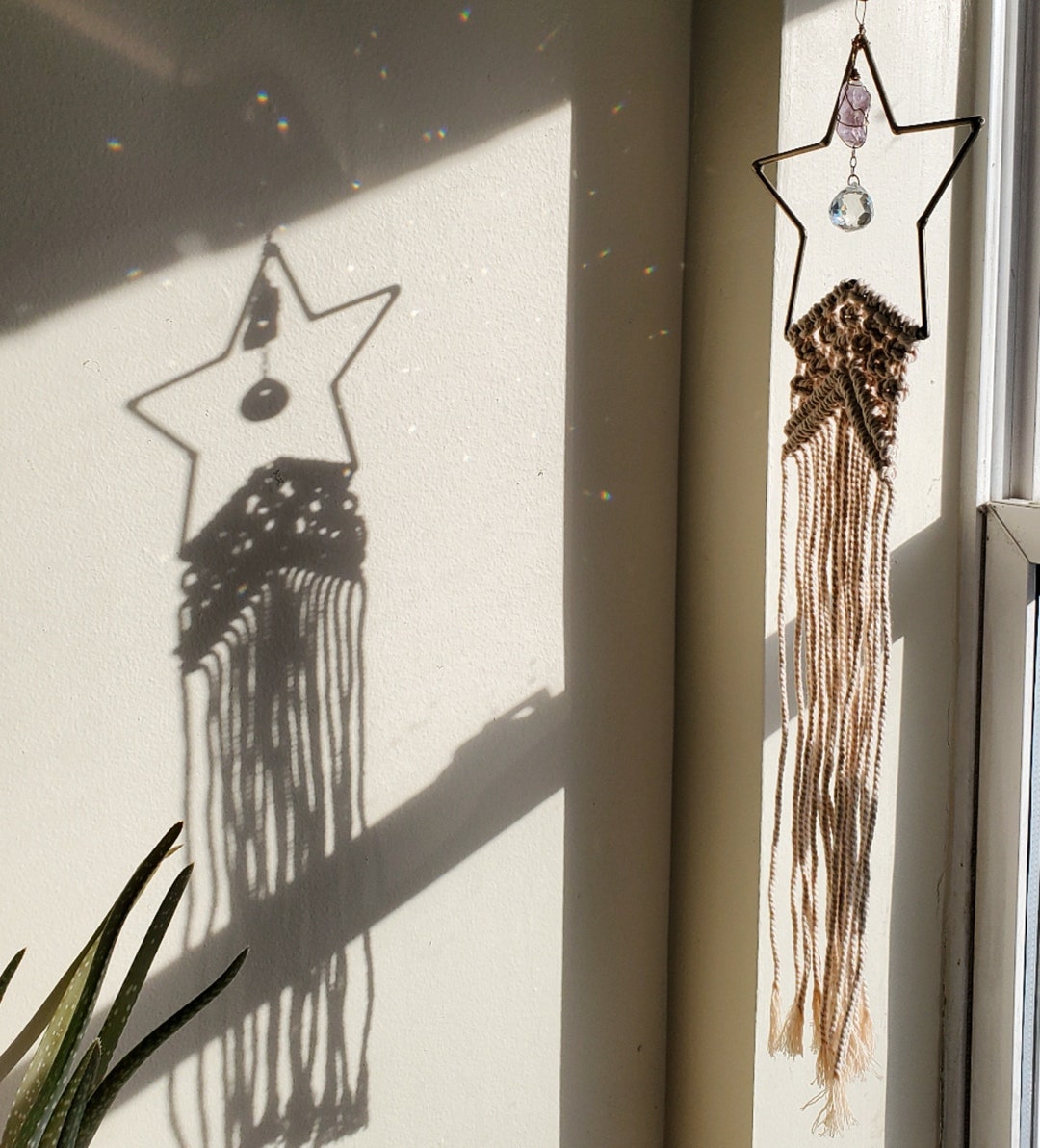 Crystal Macramé Suncatcher / Macramé Wall Hanging Etsy