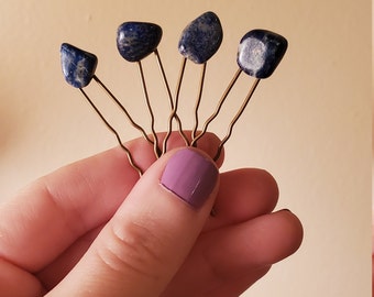 Lapis Lazuli Hair Pins / Gemstone Hair Pins / Hair Gems