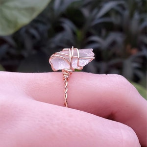 Draht gewickelt Chunky Quarz Ring in Gold