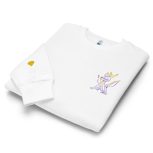 Unisex premium crew neck sweatshirt. Spyro the dragon embroidery on the left chest, gem on the right wrist.