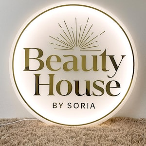 3D Business Logo Schild, Benutzerdefiniertes rundes Acryl Geschäftsschild, Geschäft hinterleuchtetes Schild, Acryl Logo Schild, kleines Unternehmen, Saloon-Zeichen