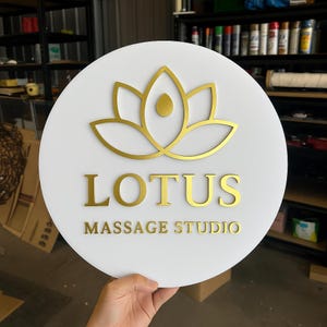 Custom 3D Acrylic Business Sign | 3D Acrylic Sign | Round Business Logo Sign | Custom Acrylic Beauty Logo Sign | Acrylic Business Signage