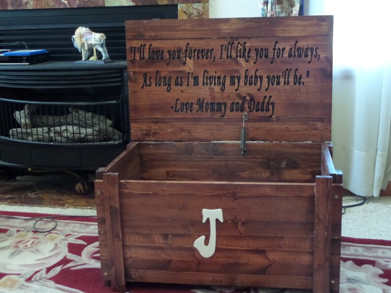 Custom built wooden Toy Box / Blanket Chest with monogram Etsy