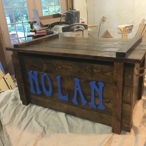 Custom built wooden Toy Box / Blanket Chest with monogram toybox pine toybox Personalized