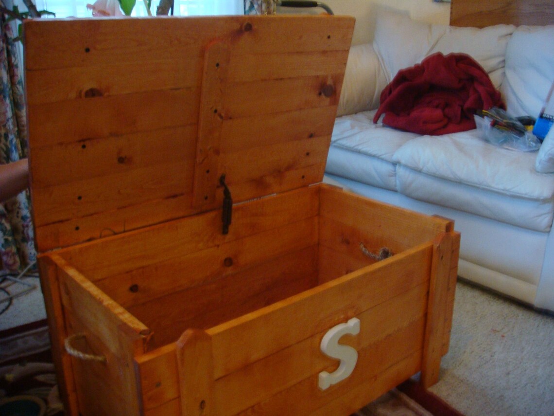 Wooden Toy Box / Blanket Chest with monogram Etsy