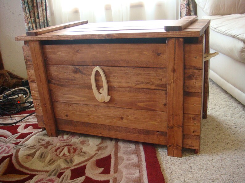Custom Built Wooden Toy Box Blanket Chest With Monogram Image 0