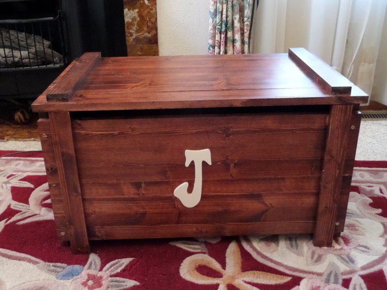 Custom built wooden Toy Box / Blanket Chest with monogram Etsy