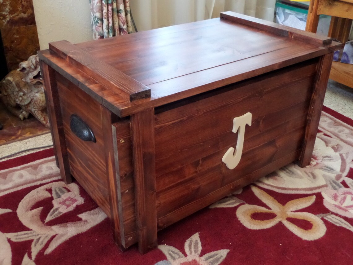 Custom built wooden Toy Box / Blanket Chest with monogram Etsy