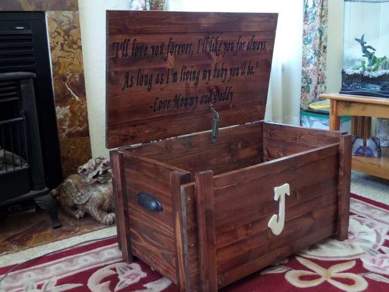 Custom Built Wooden Toy Box Blanket Chest With Monogram Image 0