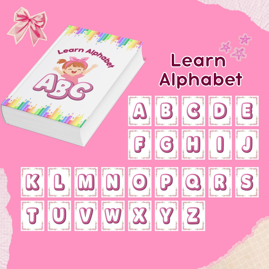 Pink ABC Flashcards Printable – Toddler Alphabet Learning Cards ...