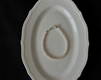 GEMBEA| AAAA Grade Freshwater Pearl Beaded Bracelet, S925 Sterling Silver, Freshwater Pearl Bracelet, Bridesmaid Gifts, Mom Gift