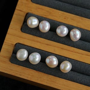 Unique Baroque Pearl Stud Earrings – Handmade Freshwater Pearl Jewelry – Natural Irregular Shape – Minimalist Gift for Her
