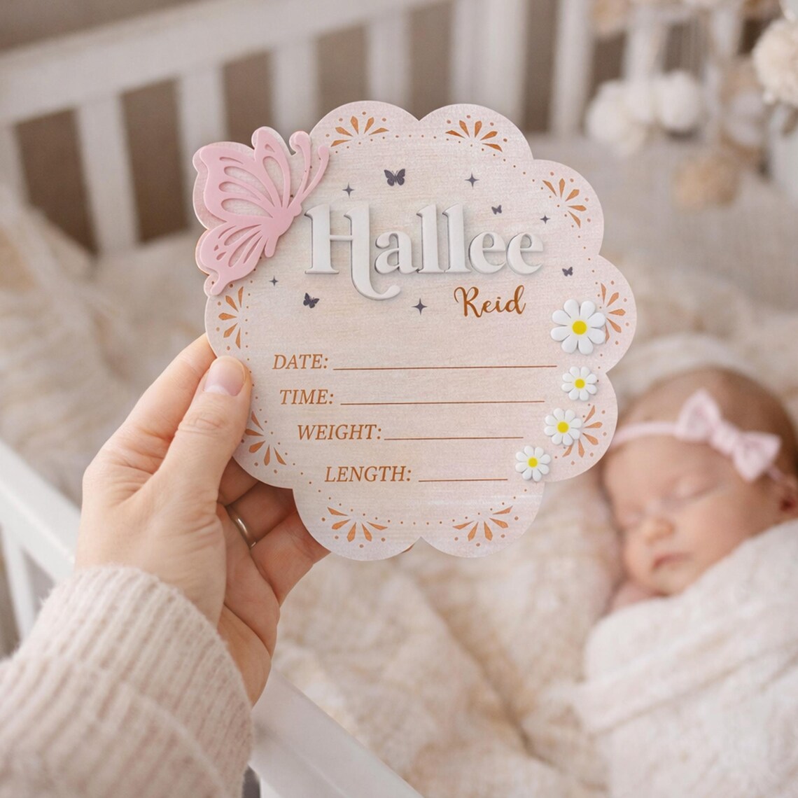 Personalized Baby Name Hospital With Butterfly, Birth Announcement Sign ...