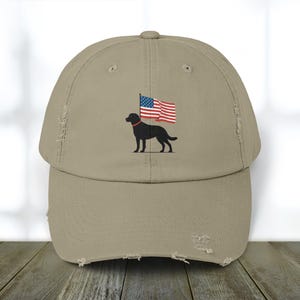Distressed Black Lab Hat: Patriotic Vintage Baseball Cap
