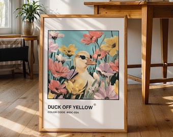 Retro Duck Sunglasses Poster: Funny Animal Print for Dorm Decor (Digital Download)