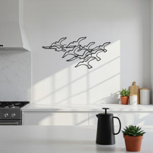 Flying Birds Metal Wall Art, Modern Bird Silhouette Decor for Patio or Balcony, Minimal Outdoor Nature-Inspired Iron Sculpture