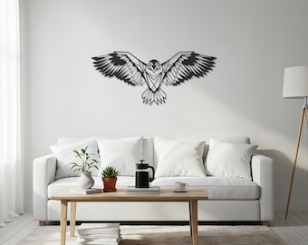 Geometric Iron Hawk Wall Art: Modern Nordic Bird Sculpture
