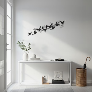Metal Flying Birds Wall Art: Minimalist Flock Silhouette, Modern Home Decor