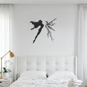 Fairy Wall Art, Elegant Dancing Fairy Metal Wall Decor, Garden Spirit Silhouette for Patio or Living Room, Fantasy-Inspired Iron Artwork