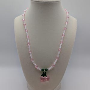 Pink Cherry Beaded Necklace