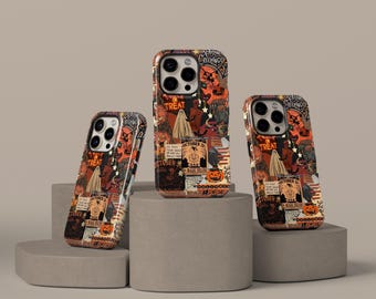 Halloween Phone Case, Spooky Collage Horror Aesthetic Cover For iPhone 17 16 15 14 13 12 11 Pro Max, Samsung Galaxy S25 S24 S23 S22 Ultra