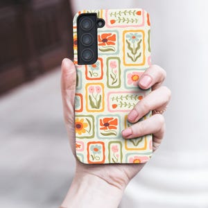Blommigt flickigt telefonskal, Blommigt telefonskal, Blommiga skal, Stämpelskal, iPhone 17 16 15 14 13 12 Pro Max, Samsung S25 S24 S23 S22 S21 Ultra bild 3