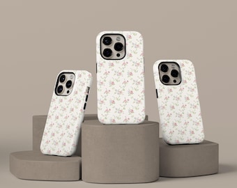 ピンクの花柄スマホケース、iPhone 16 15 14 13 12 11 Pro Max、Samsung S25 S24 S23 Ultra用、美しいワイルドフラワースマホケース、春の花柄カバー